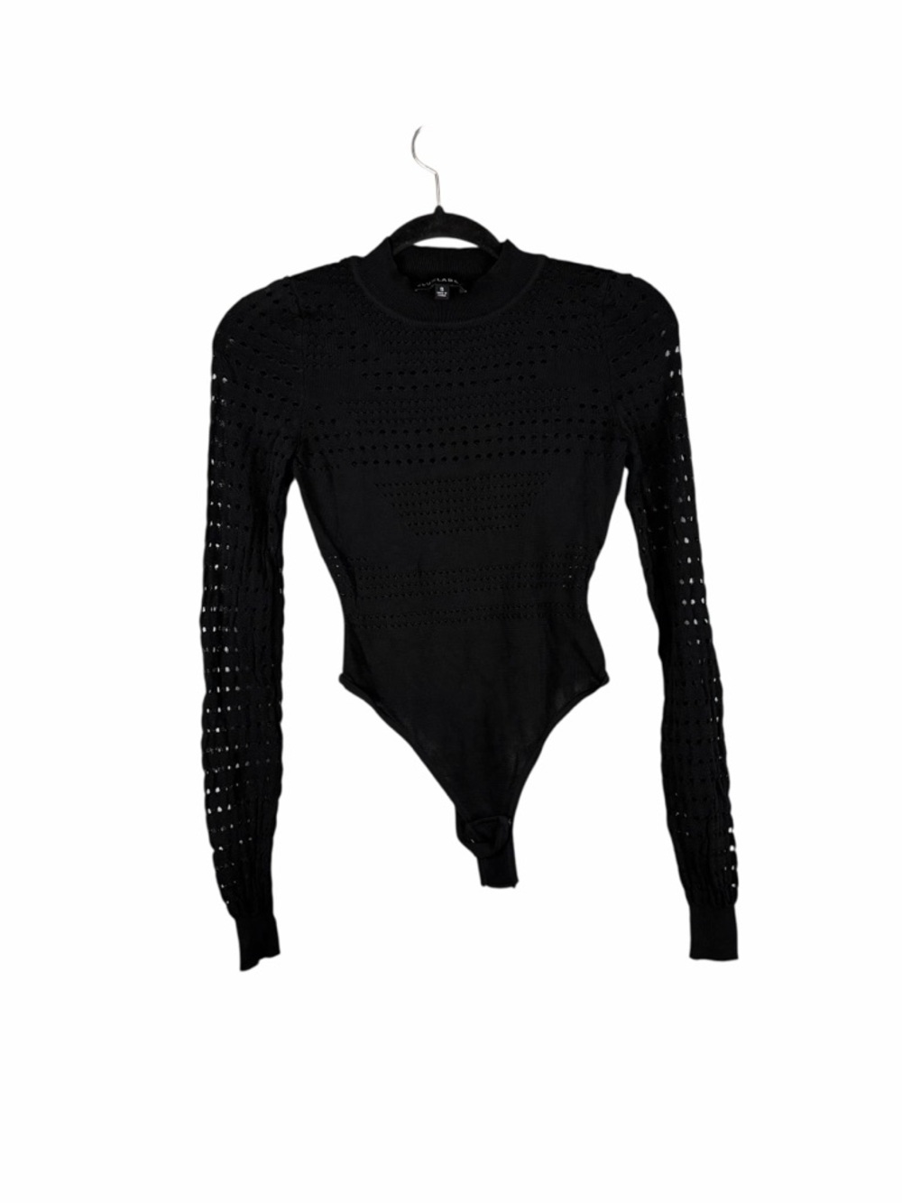 Jluxlabel Black Perforated Long Sleeve Bodysuit Size S
